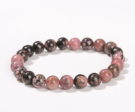 6 mm 8 mm Rhodonit schwarz Armband