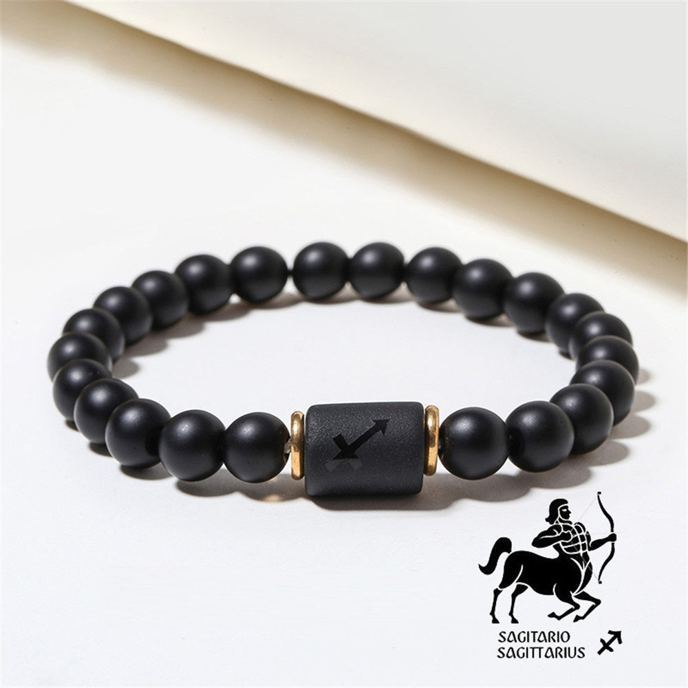 Sternzeichen Horoskop Naturstein Armband Perlenarmband Kugelarmband matt Onyx
