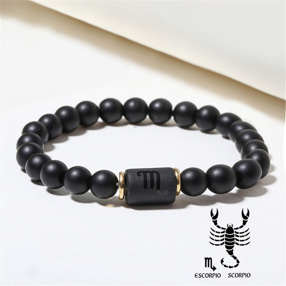 Sternzeichen Horoskop Naturstein Armband Perlenarmband Kugelarmband matt Onyx