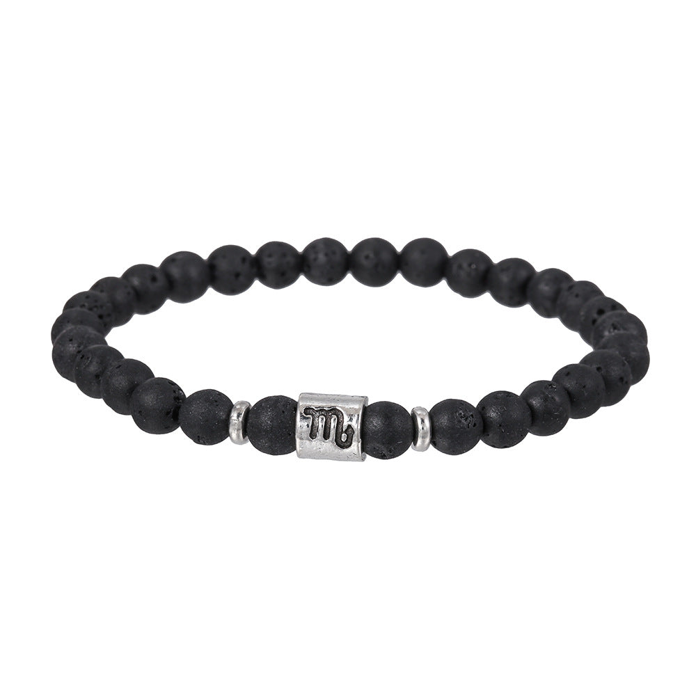 Sternzeichen Horoskop Naturstein Armband Perlenarmband Kugelarmband 6 mm Lavastein Vulkanstein