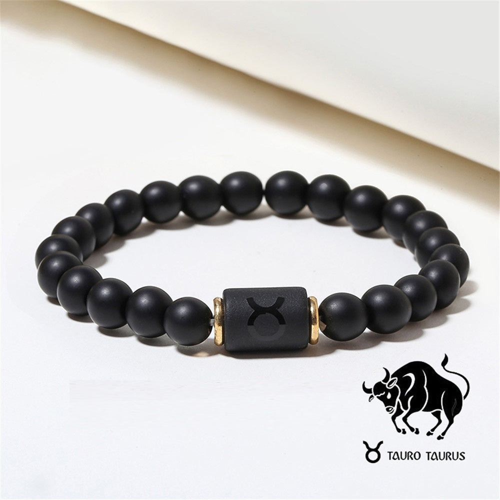 Sternzeichen Horoskop Naturstein Armband Perlenarmband Kugelarmband matt Onyx