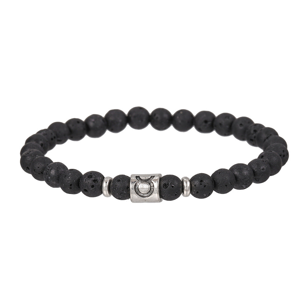 Sternzeichen Horoskop Naturstein Armband Perlenarmband Kugelarmband 6 mm Lavastein Vulkanstein