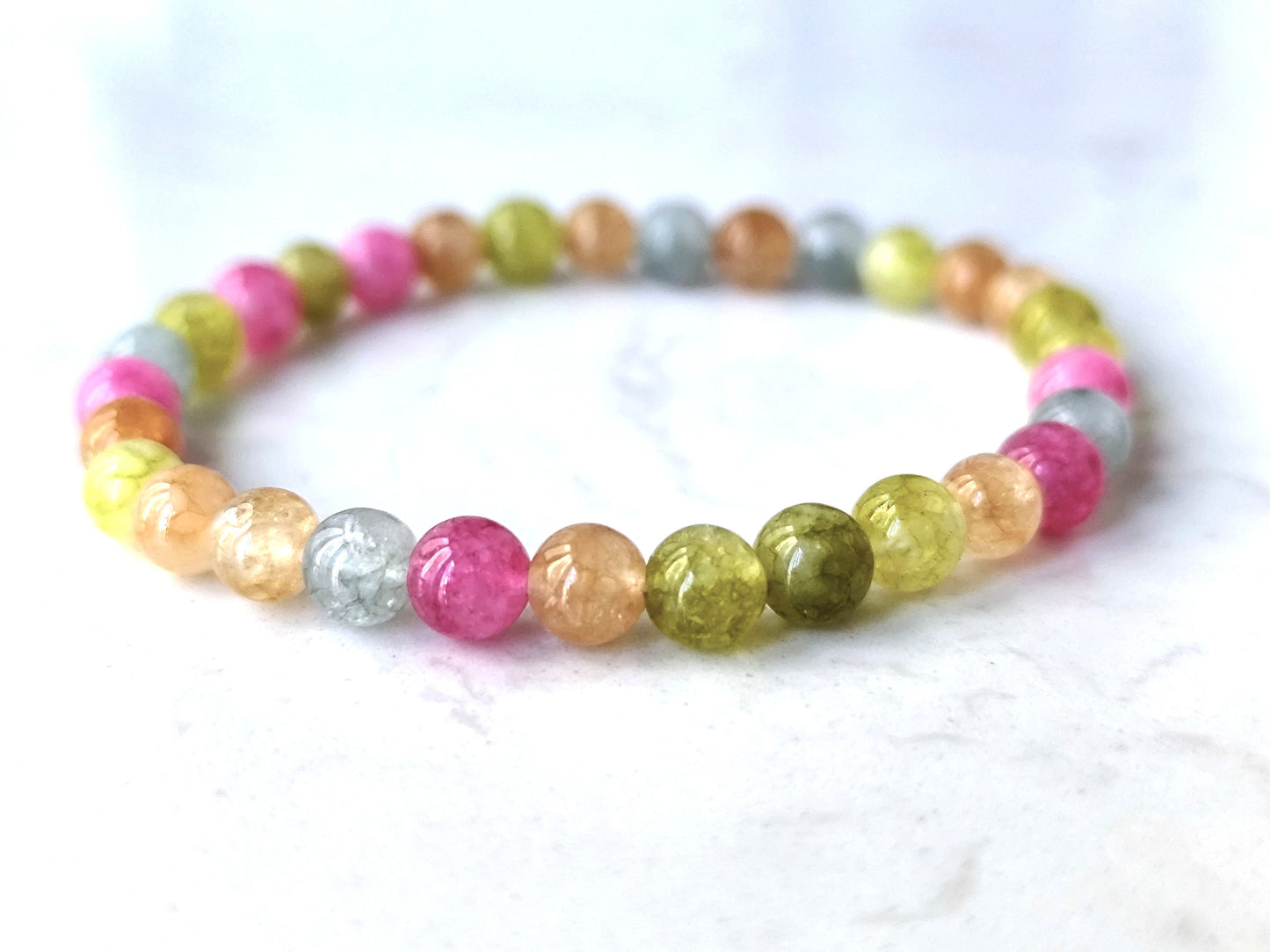 6 mm heller bunter Turmalin Armband