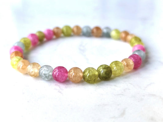 6 mm heller bunter Turmalin Armband