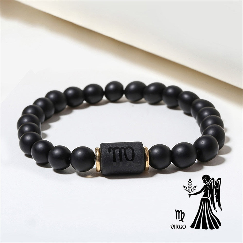 Sternzeichen Horoskop Naturstein Armband Perlenarmband Kugelarmband matt Onyx