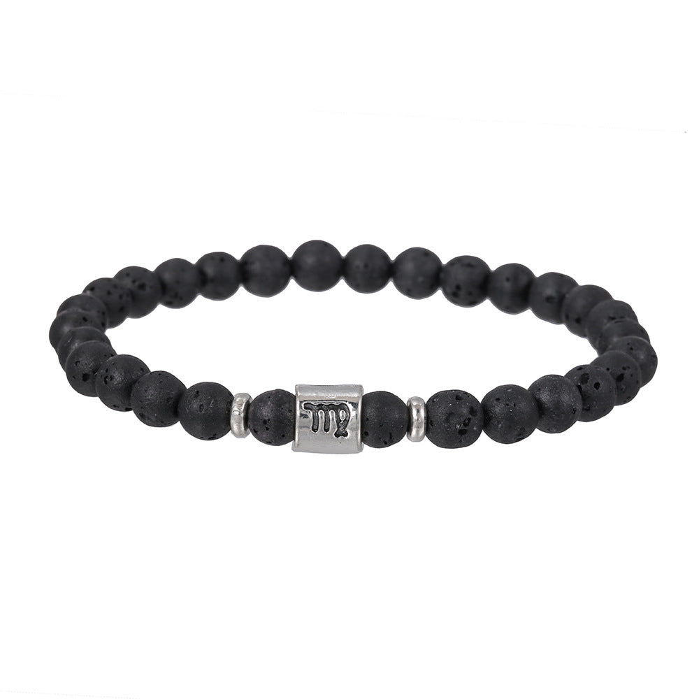 Sternzeichen Horoskop Naturstein Armband Perlenarmband Kugelarmband 6 mm Lavastein Vulkanstein